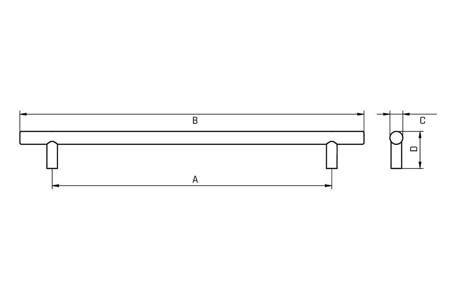 Staafgreep - ribbel (diamond cut) - mat goud
