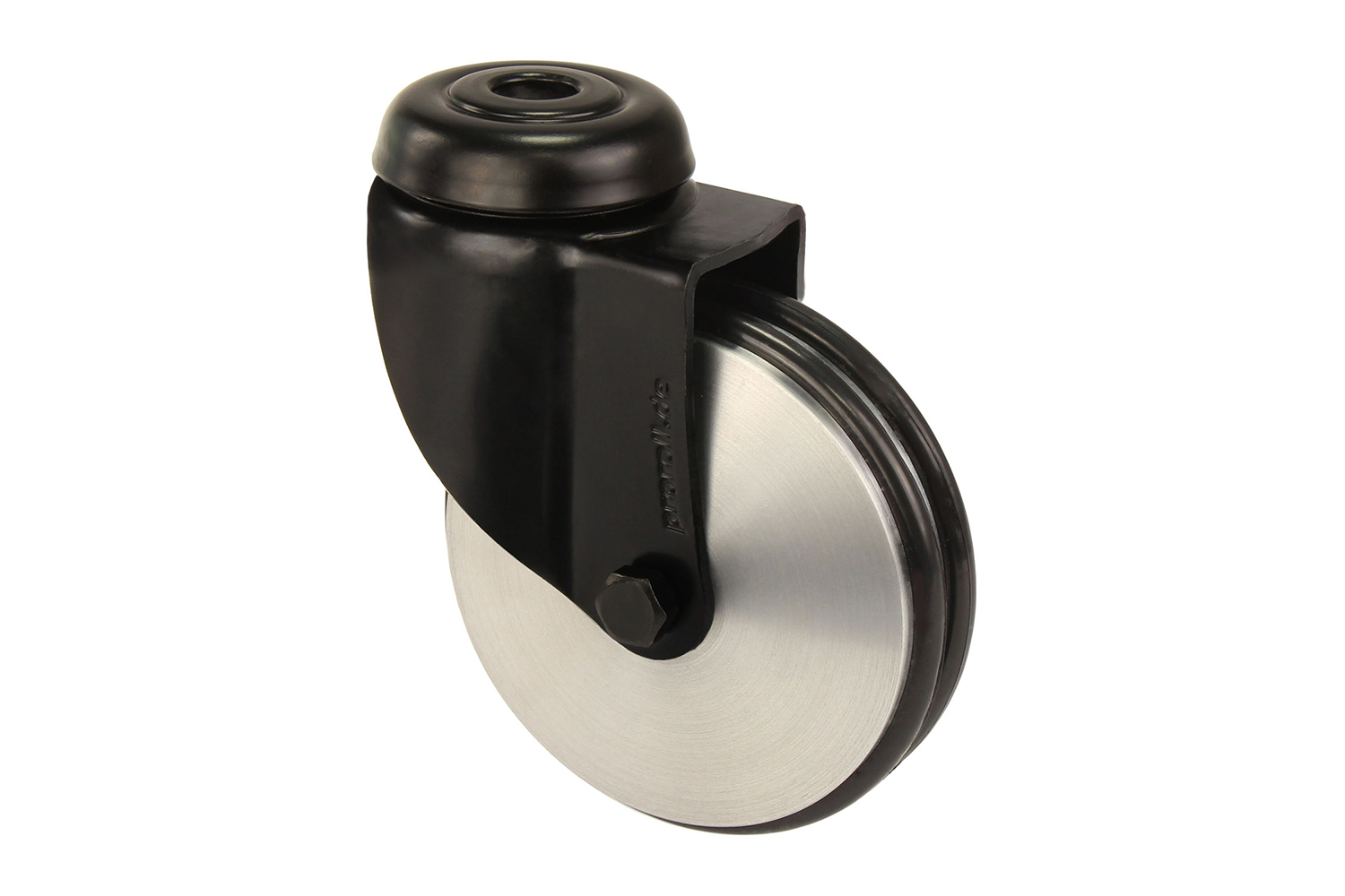 Zwarte zwenkwielen met massief wiel - gatbevestiging