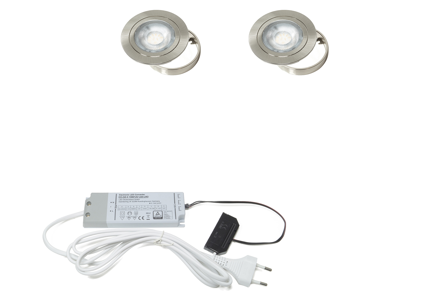 Chip - opbouw led spots - rvs-look - set van 2 - 3000K