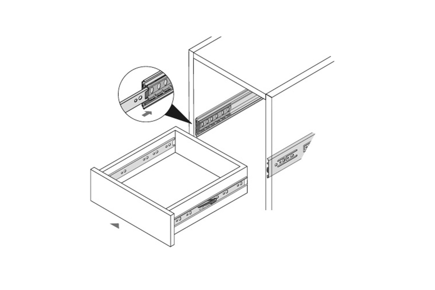 Push ladegeleider set - max. 40kg - volledig uittrekbaar - 300mm