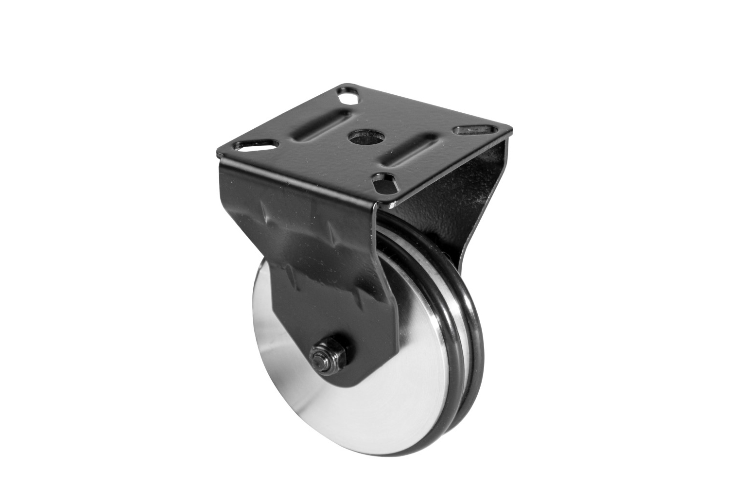 Apparatenbokwiel - massief alu - plaatbevestiging - zwart