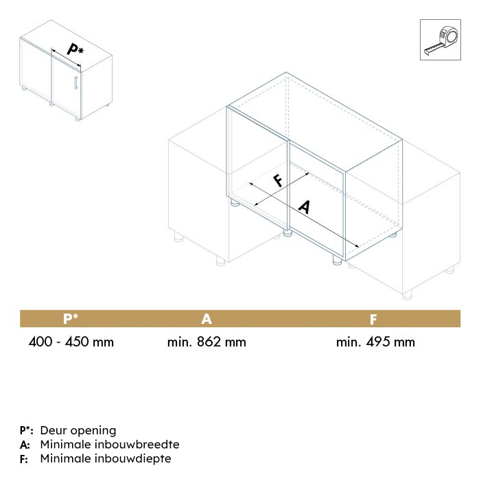 Moving corner - met draadmanden - links - chroom