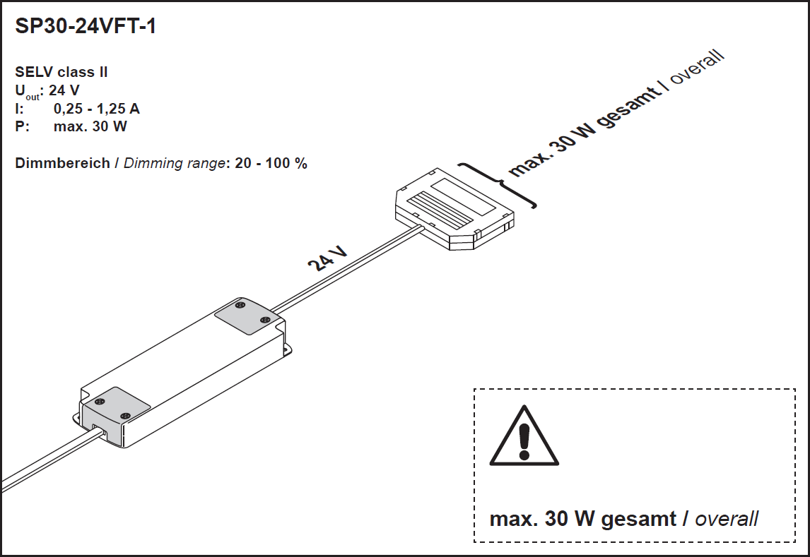 Losse LED trafo - 230V - 24V - 30W