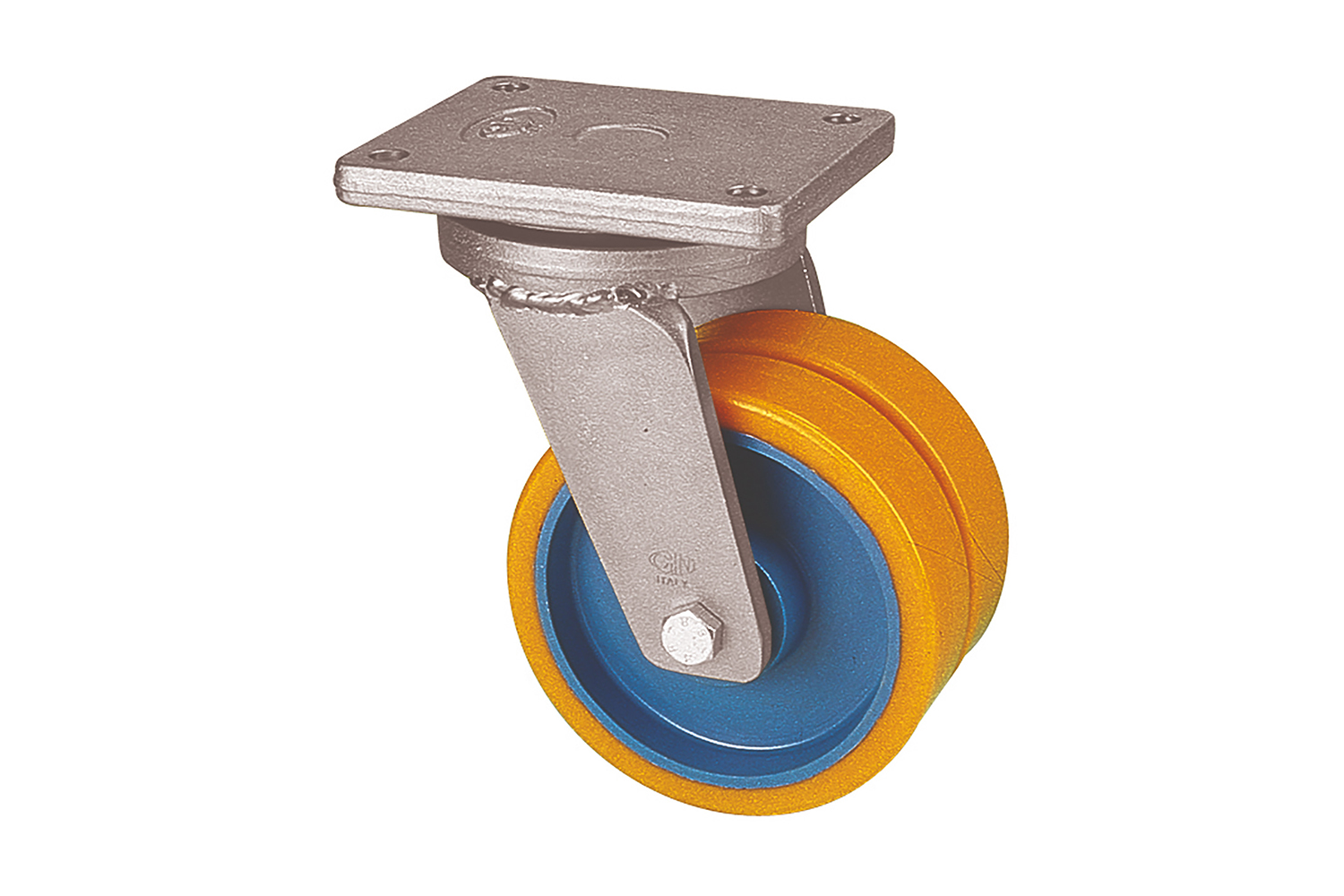 Zwenkwielen met PU loopvlak en gietijzeren kern - extra zware, dubbele uitvoering