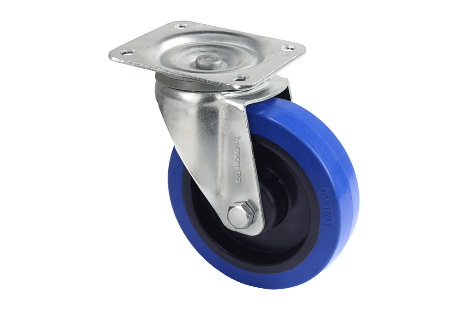 Transportwielen met blauwe, niet-strepende, elastische rubberband - plaatbevstiging