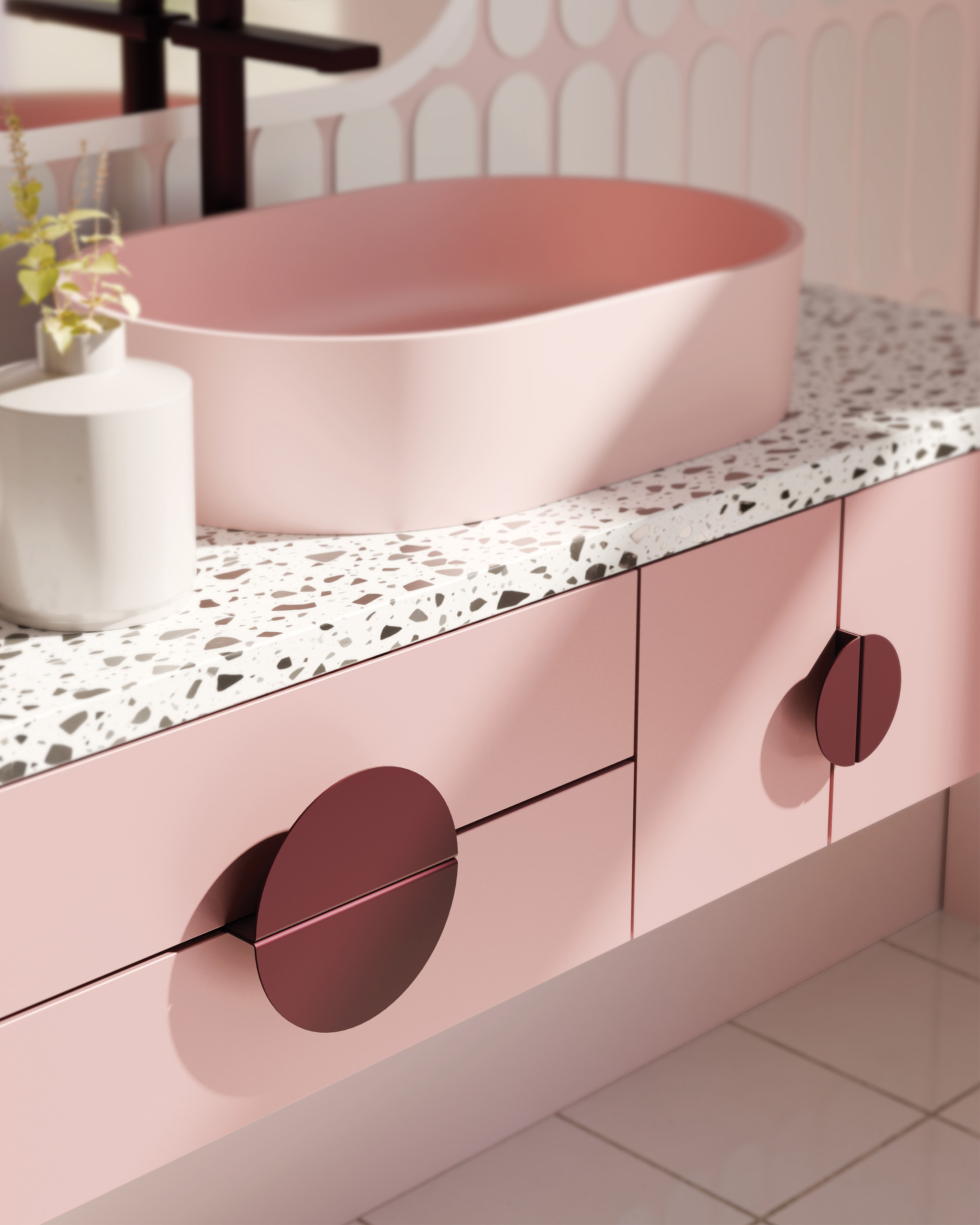 Metalen handgreep - Zoria - burgundy