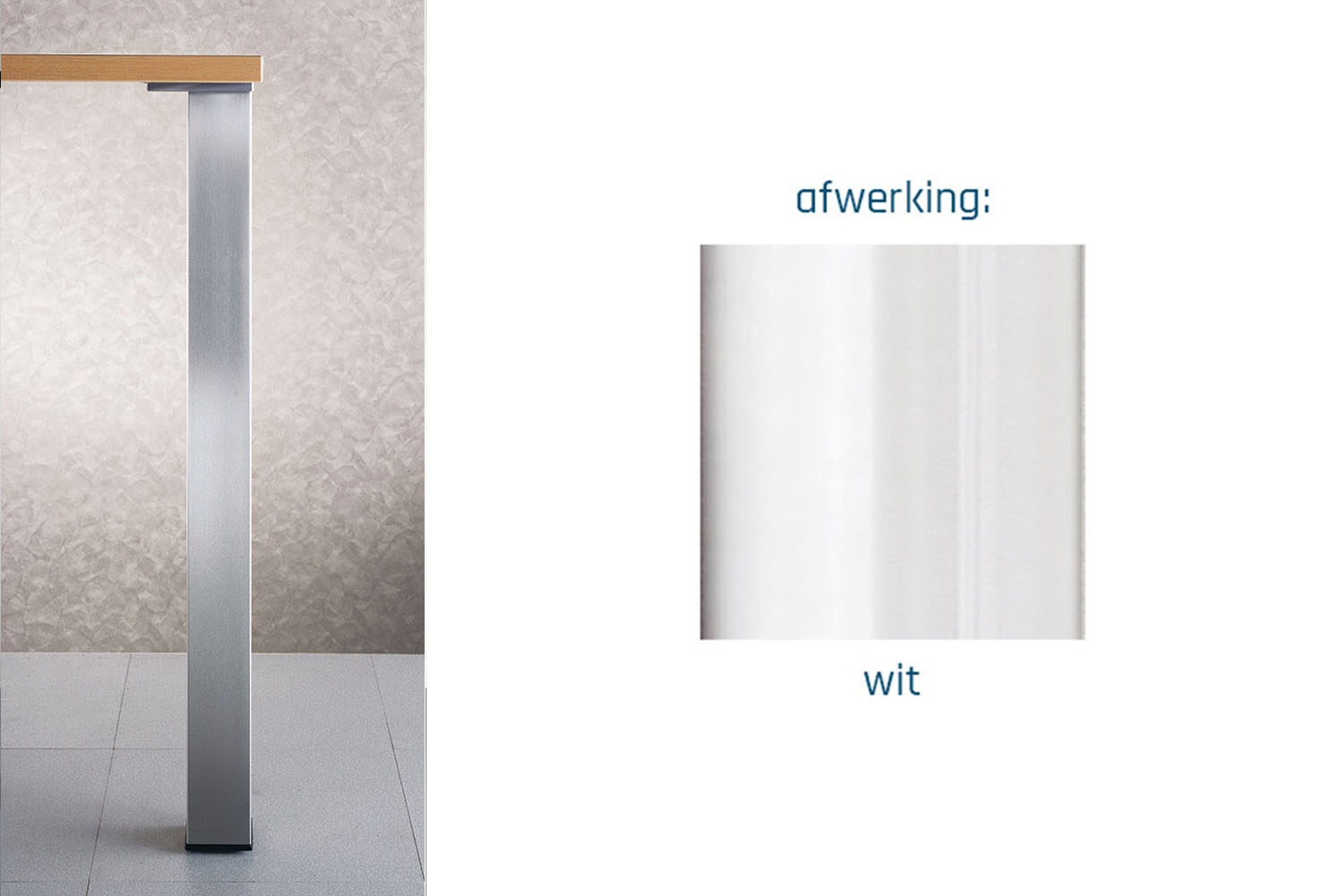 Vierkante tafelpoten - set van 4 - 60x60mm - 710-740mm - wit