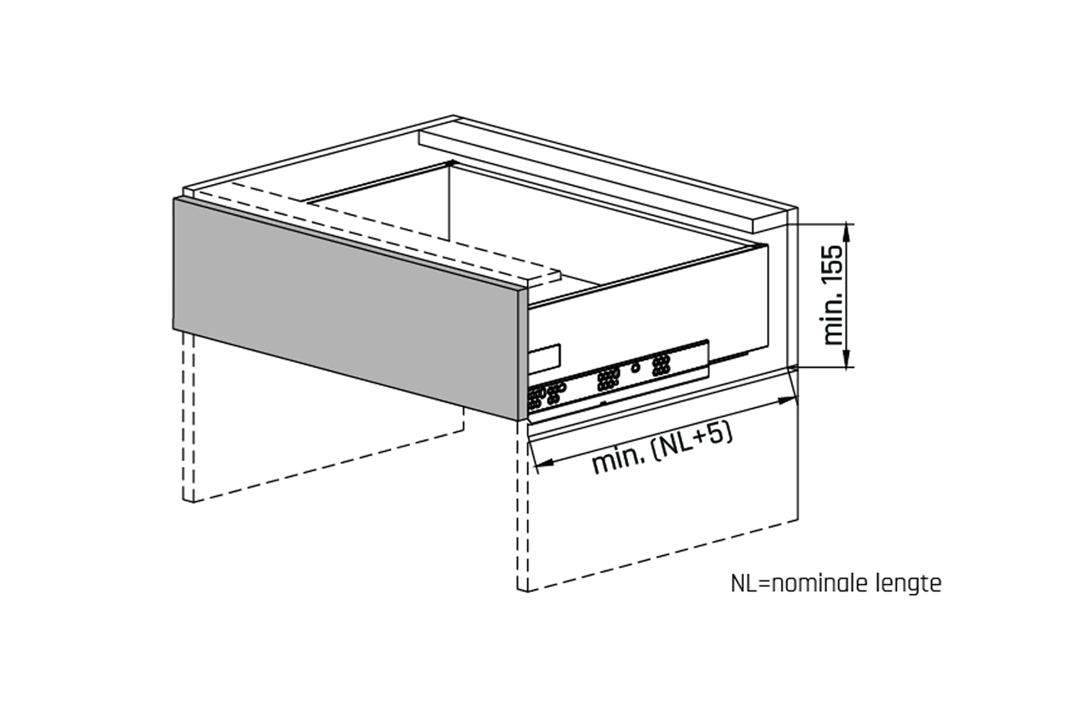 Slimbox antraciete ladeset 50kg - h:120mm - softclose - d: 450mm