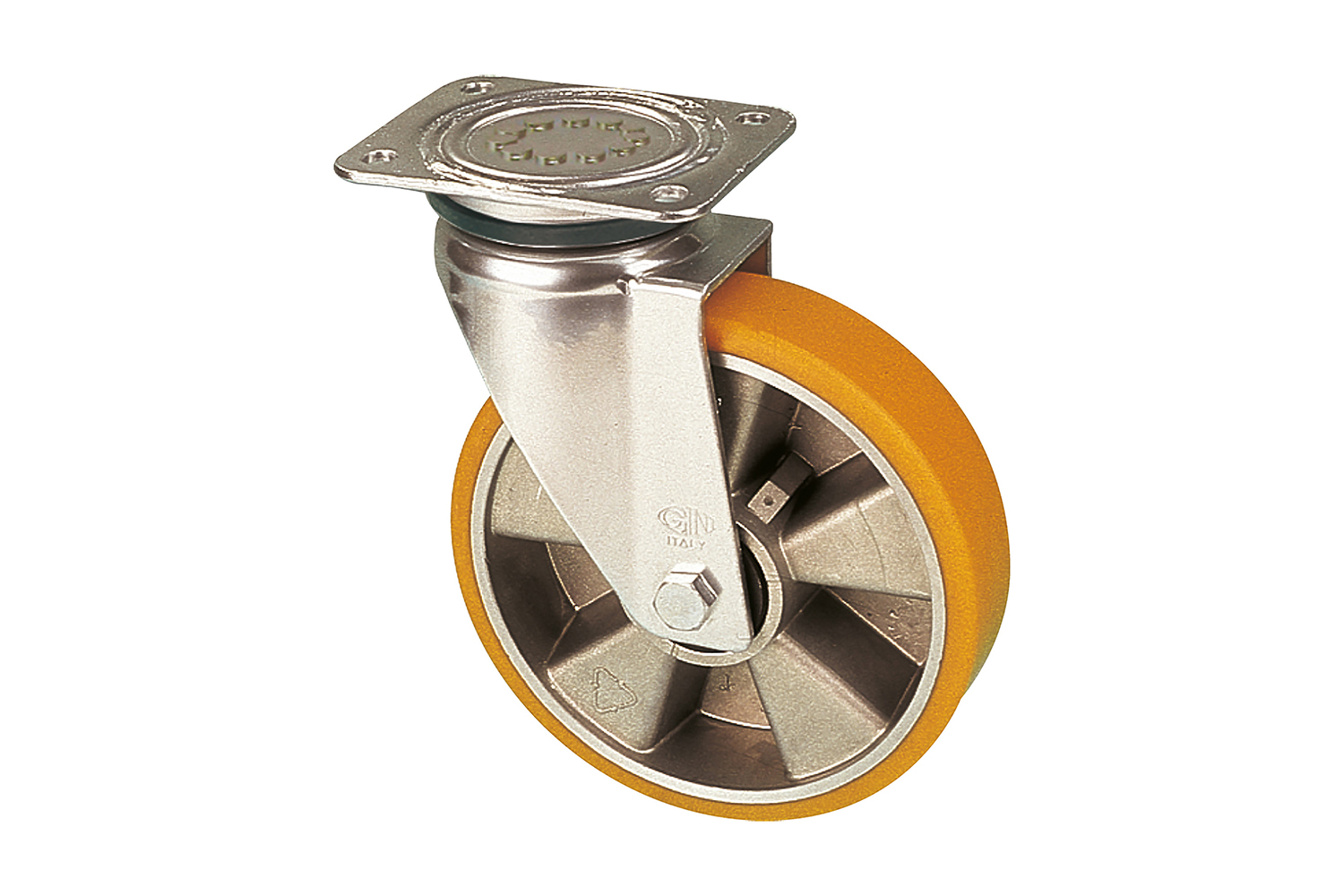 Zwenkwielen met PU loopvlak - alu kern