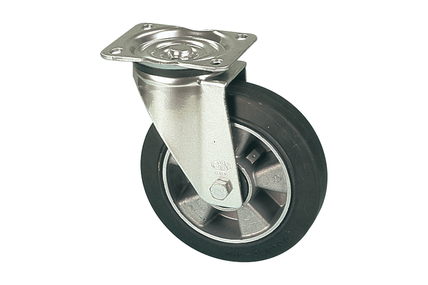 Transportwielen met elastische rubberband en lichtmetalen velg - plaatbevestiging