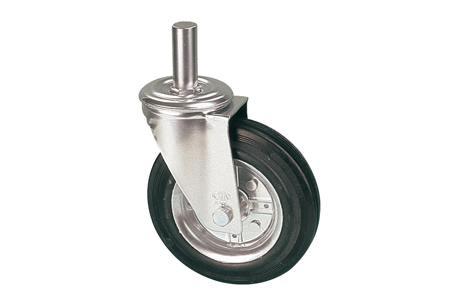 Transportzwenkwiel - rubberband - glansverzinkte stalen velg - stiftbevestiging