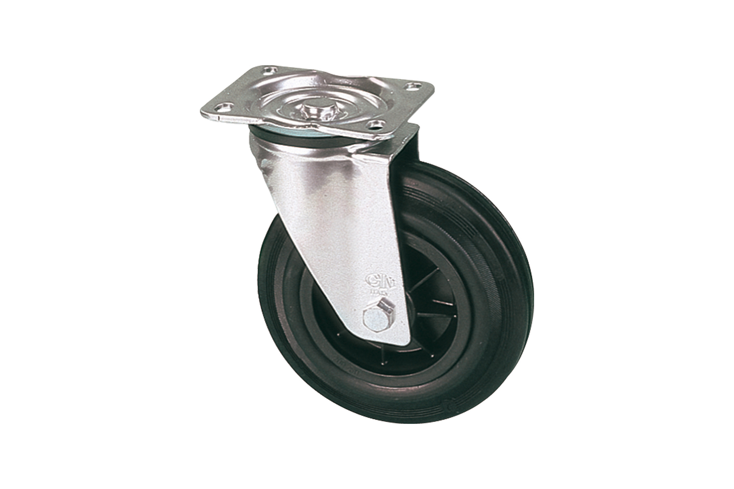 Transportwielen - rubberband - kunststof velg - plaatbevestiging