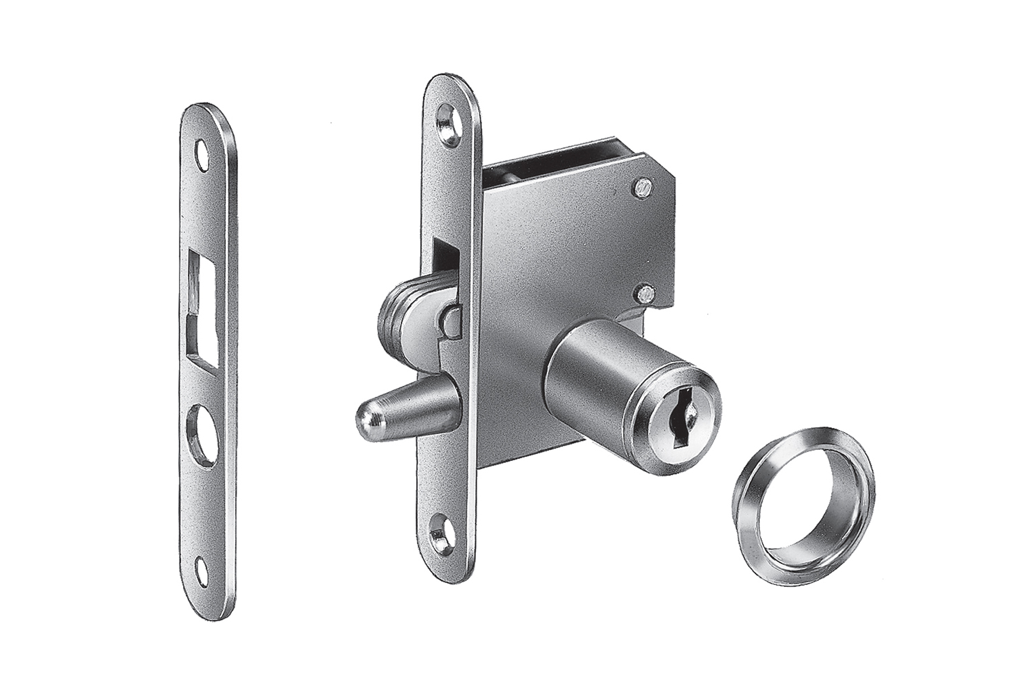 Harpoenslot voor inzetcilinder - rechts - penmaat: 22mm - inclusief rozet, tegenplaat (excl. cilinder) Harpoenslot voor inzetcilinder - rechts - penmaat: 22mm - inclusief rozet, tegenplaat (excl. cilinder)