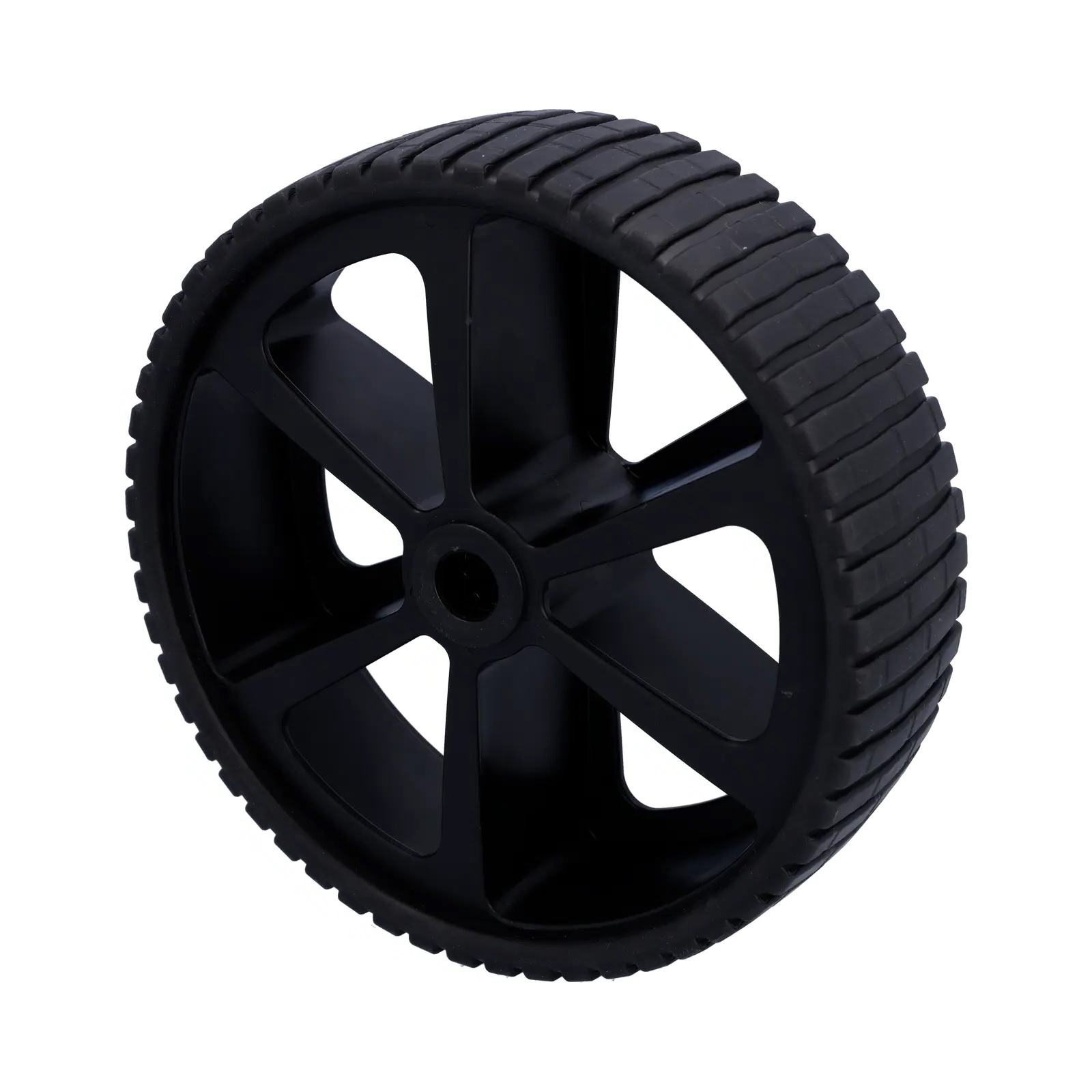 Los wiel met rubberband - 260x80mm - kunststof spaakvelg zwart - glijlager - 150kg - asgat diameter 25mm