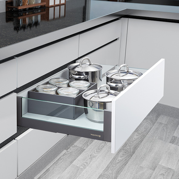 Slimbox lade met glazen zijdes - softclose