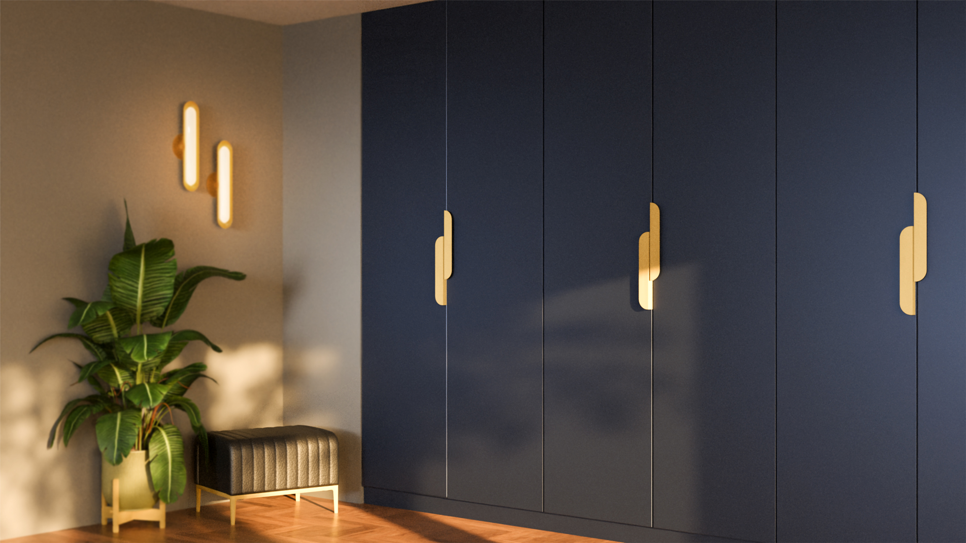 Metalen hoekgreep Zoria long - mat goud