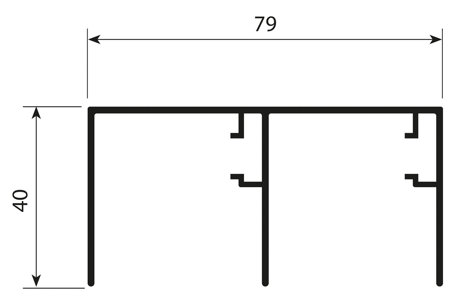 Bovenrail - Junior 6 schuifdeursysteem - softclosing 3m - mat zwart structuur