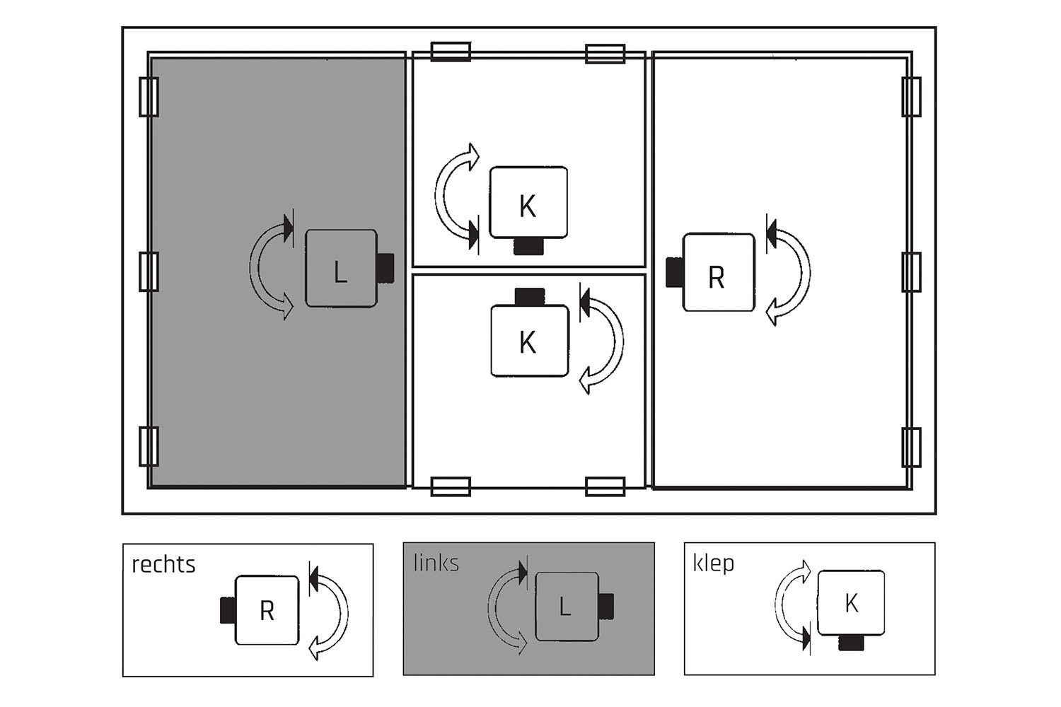 Harpoenslot met sleutel - rechts, klep - penmaat: 15mm - inclusief sleutel, tegenplaat