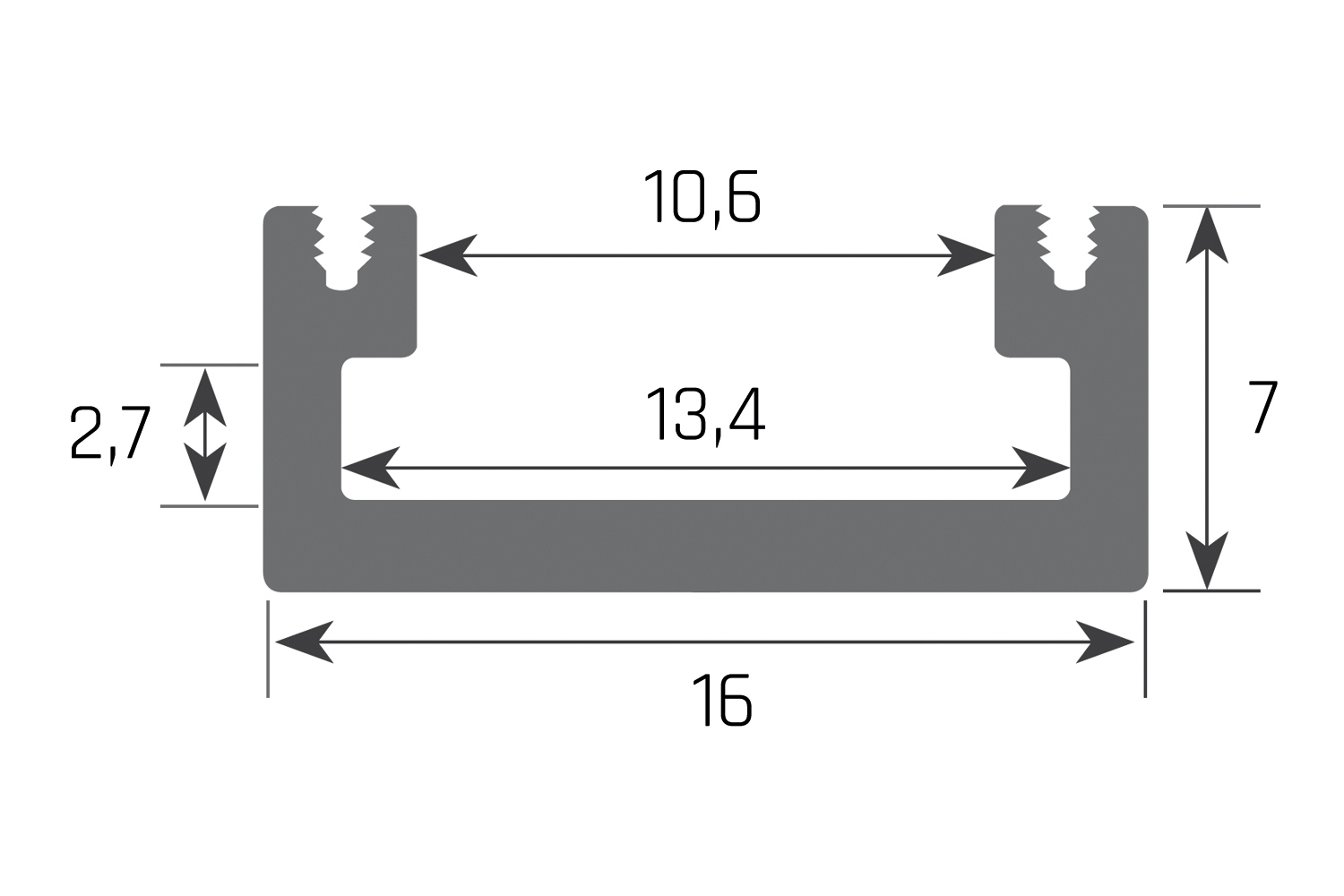 Led inbouw profiel - milaan - zwart - 2900mm