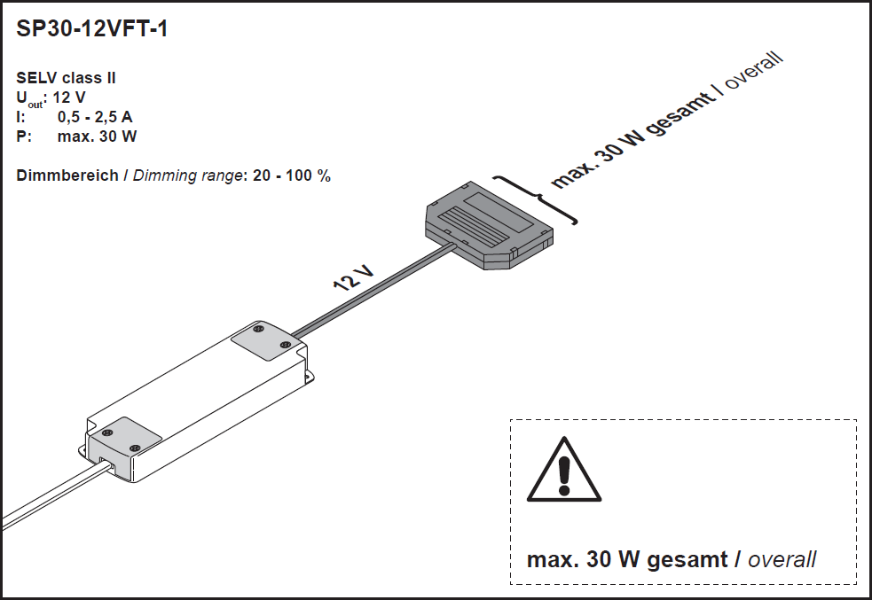 Losse LED trafo - 230V - 12V - 30W