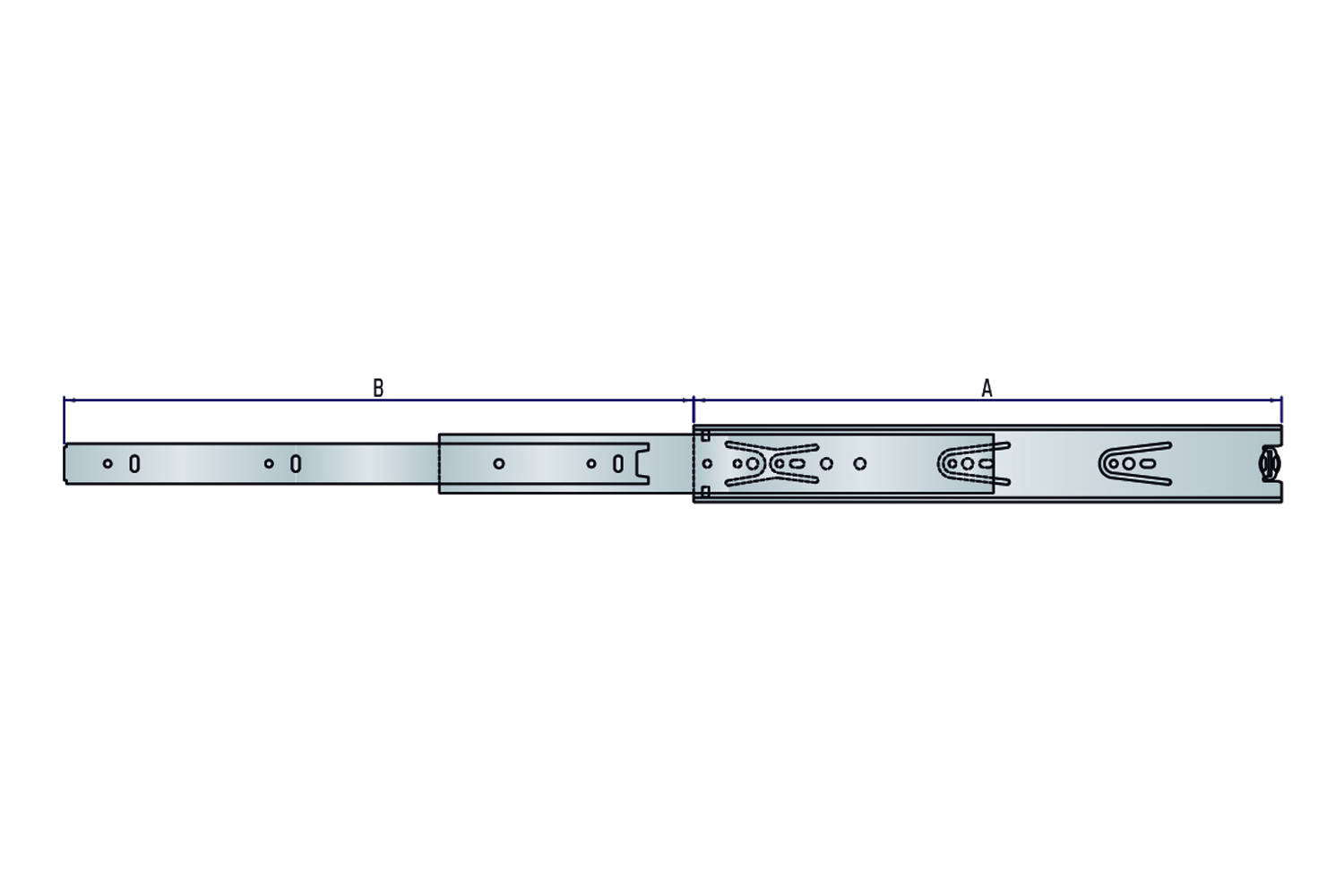 Push ladegeleider set - max. 40kg - volledig uittrekbaar - 300mm