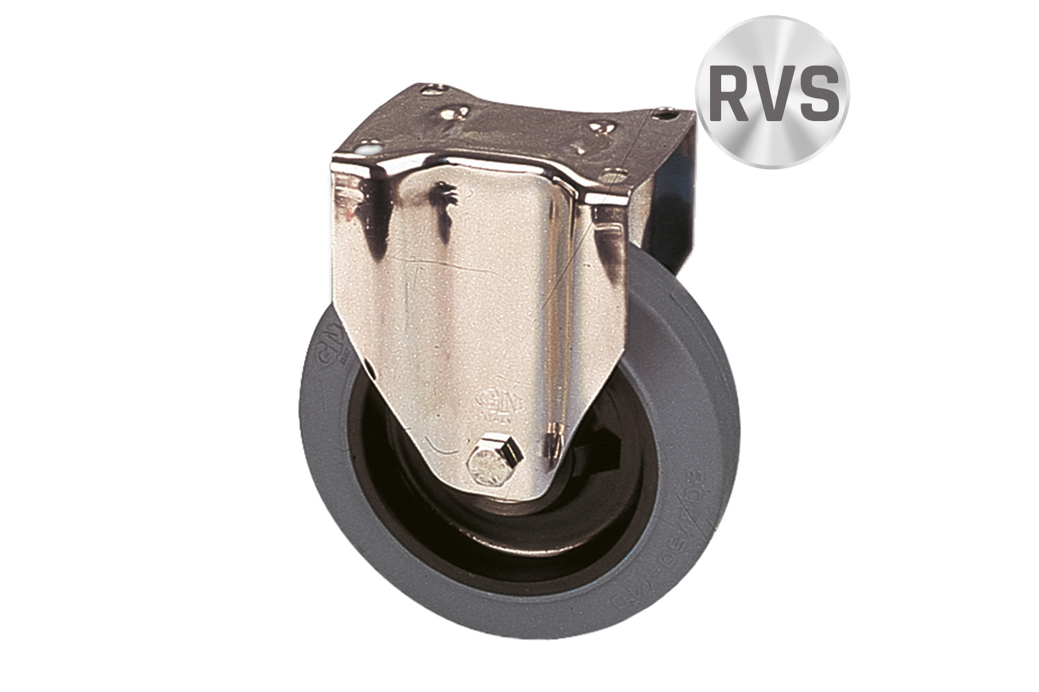 RVS transportwielen met grijze elastische rubberband - plaatbevestiging