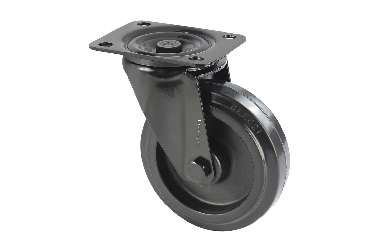 Volledig zwarte zwenkwielen met rubberband