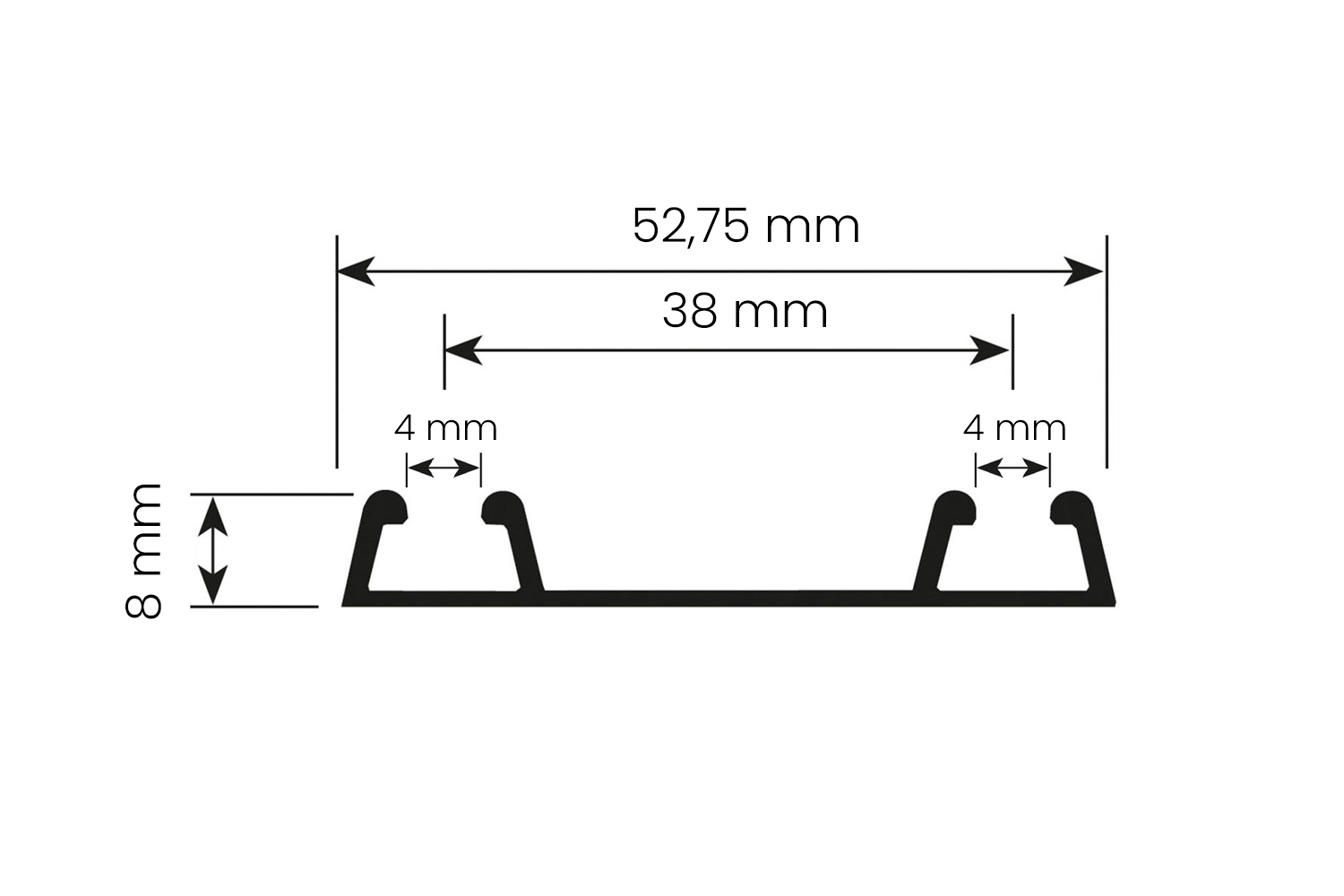 Onderrail - voor Junior 6 - 4200mm - aluminium - rvs-look