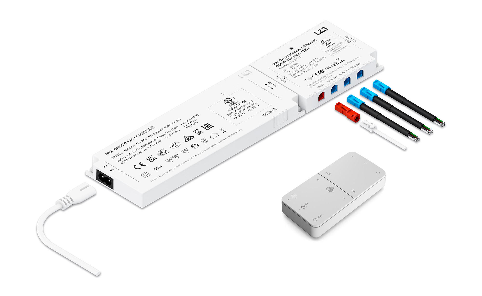 Startset LED trafo - MEC Driver - RGB - 24V - 1-kanaals afstandsbediening Startset LED trafo - MEC Driver - RGB - 24V - 1-kanaals afstandsbediening