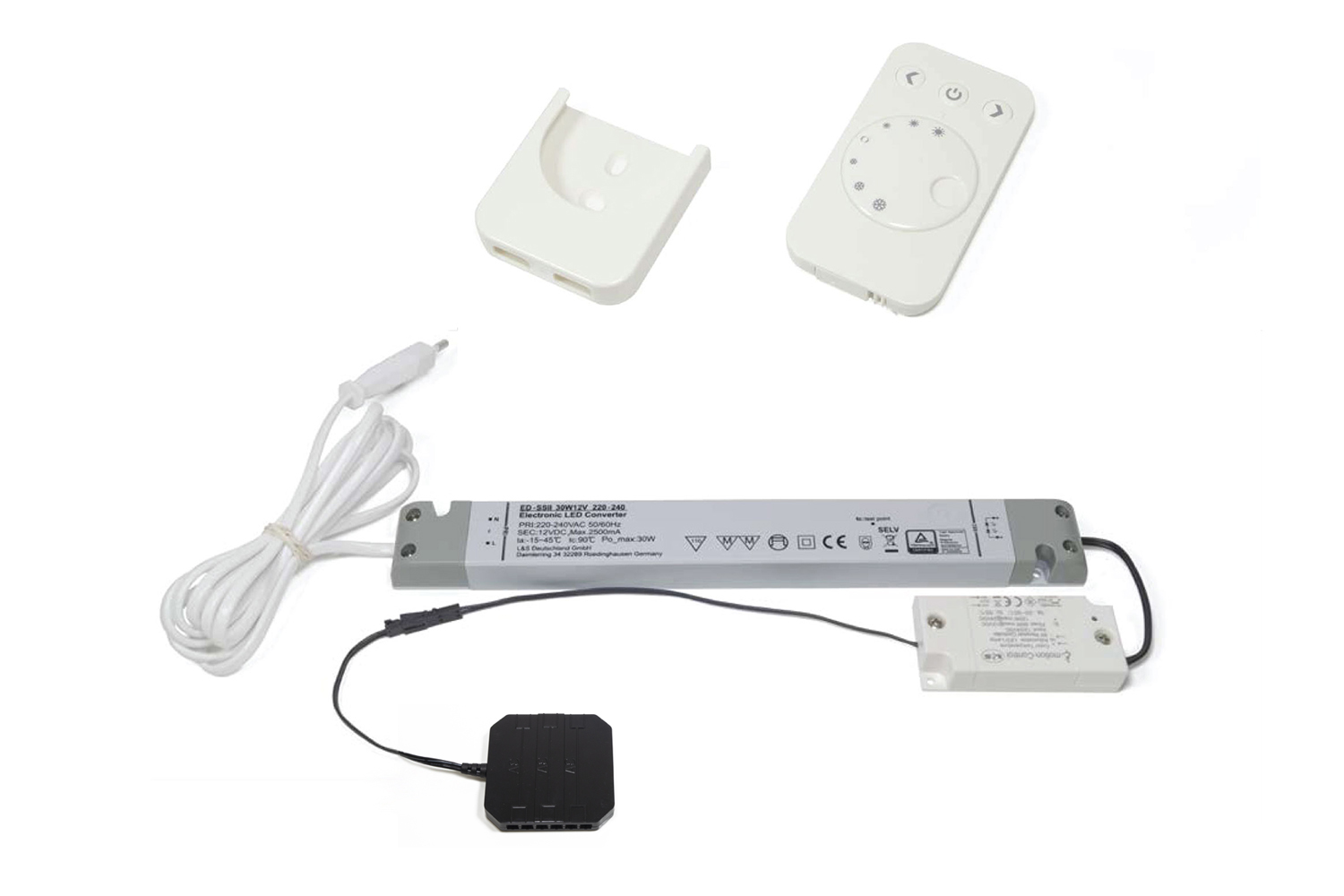 Startset trafo - 12v - 60w - met witte afstandsbediening - met 12-weg aansluiting - kleurtemperatuur instelbaar - 1-kanaals