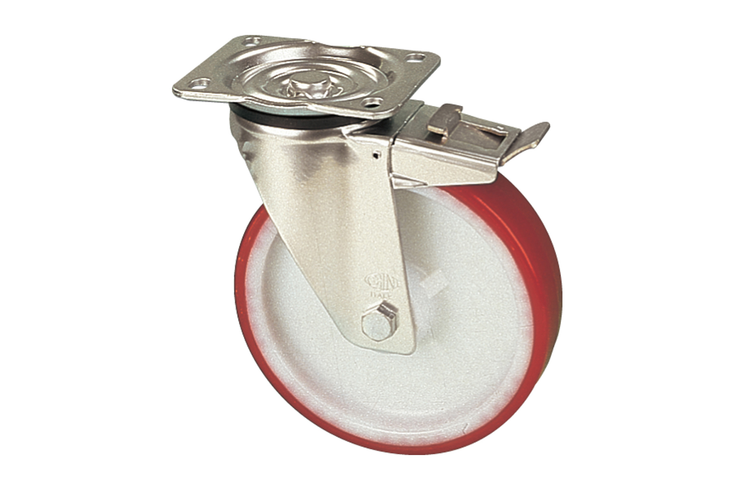 Zwenkwielen met PU loopvlak - nylon kern - met rem