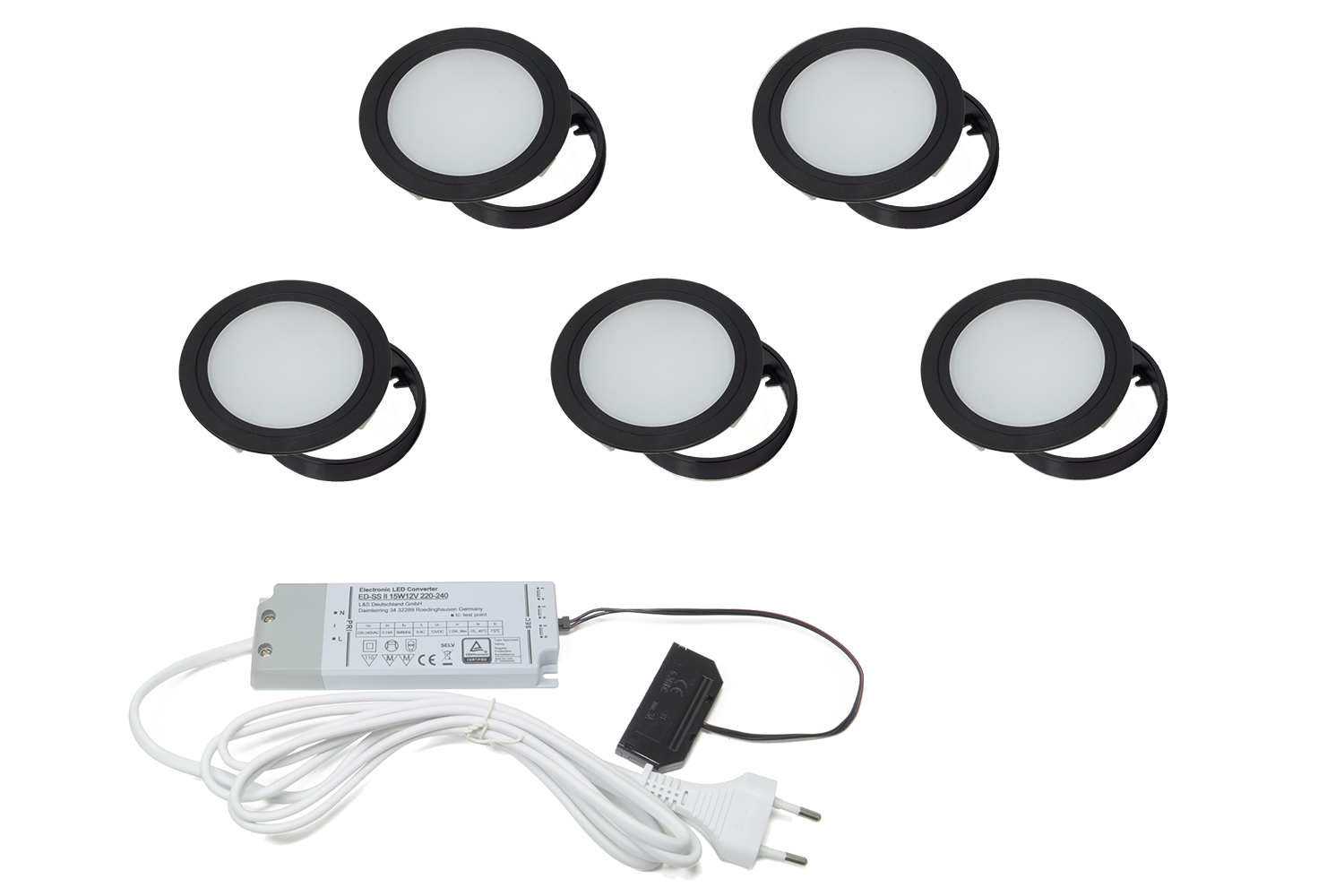 Chip - opbouw led spots - mat zwart - set van 5 - 4000K