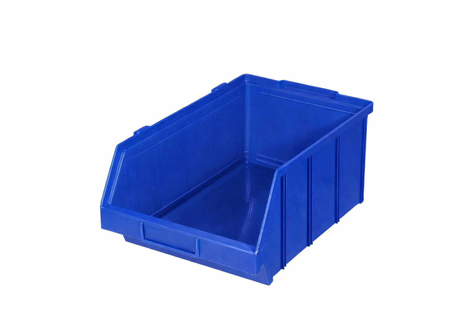 Stapelbare blauwe magazijnbakken