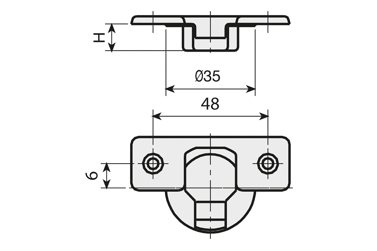 Potscharnier - mesuco x - 110° - half opdek - opschroefbaar - top 48 / 6 - softclosing geïntegreerd
