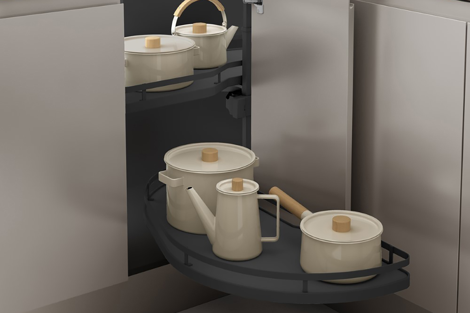 Zwenkplateau set - dolphin - 400mm - links - antraciet