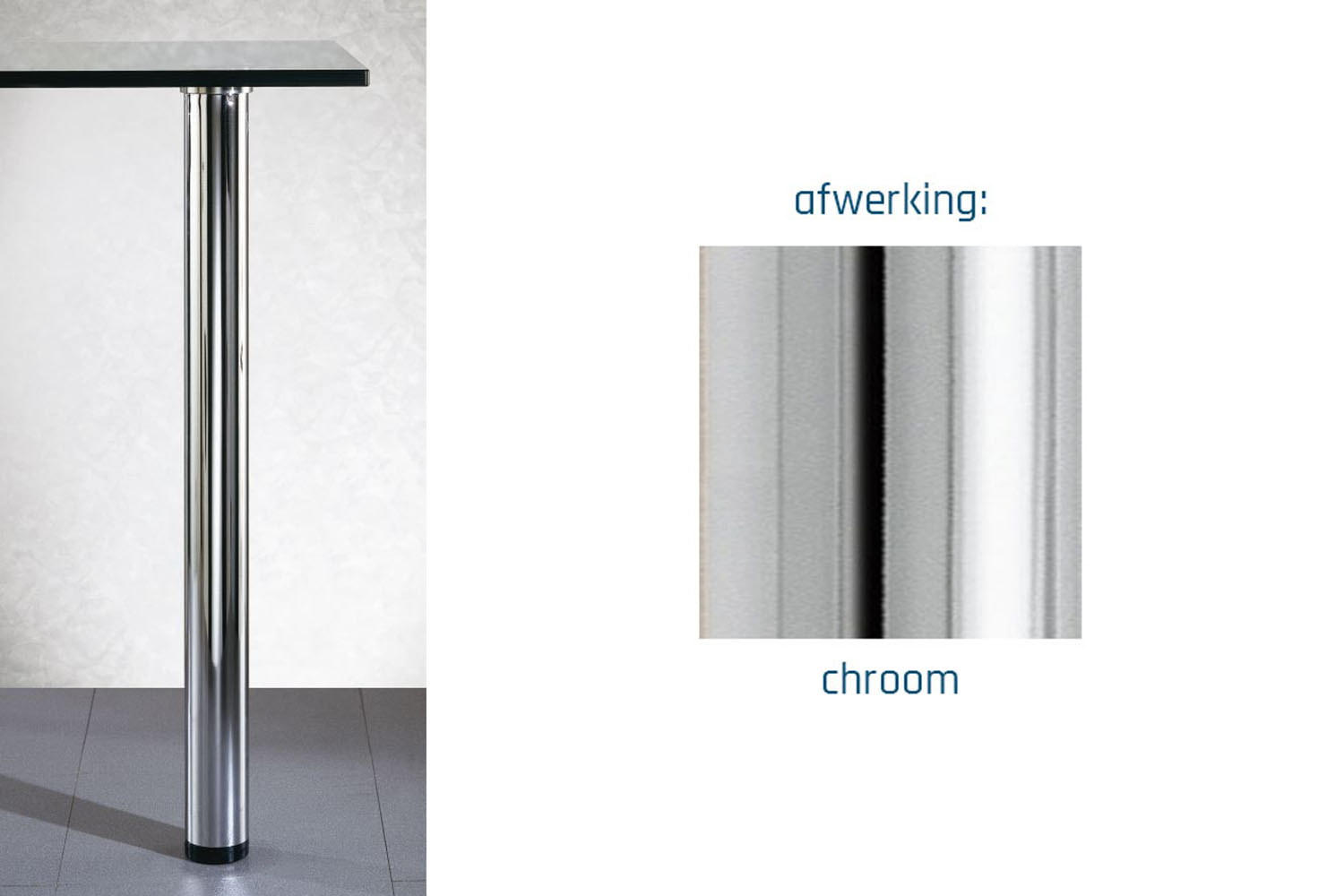 Ronde tafelpoten - set van 4 - Ø60mm - 710-740mm - chroom