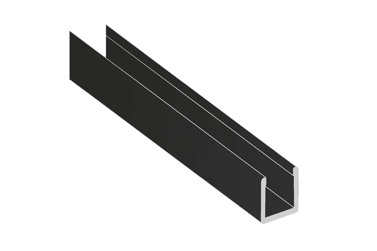 Deurprofiel - voor junior 6 - 2000mm - aluminium - laag model - mat-zwart structuur