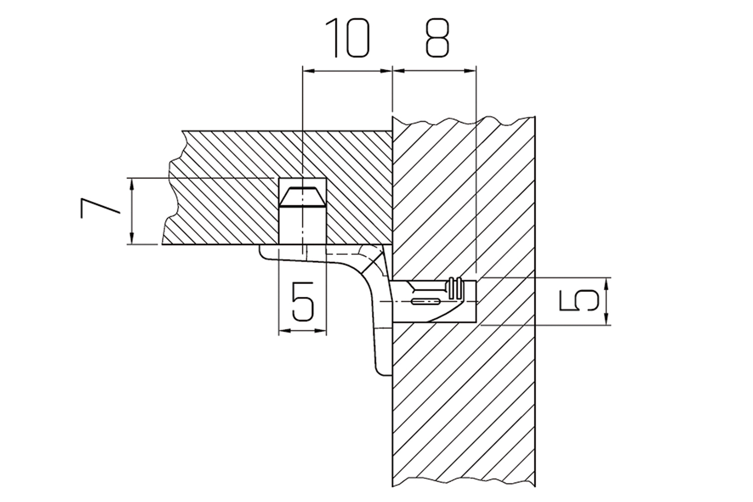 Kastplankdrager - SD4 - Ø5 x 8mm - staal vernikkeld