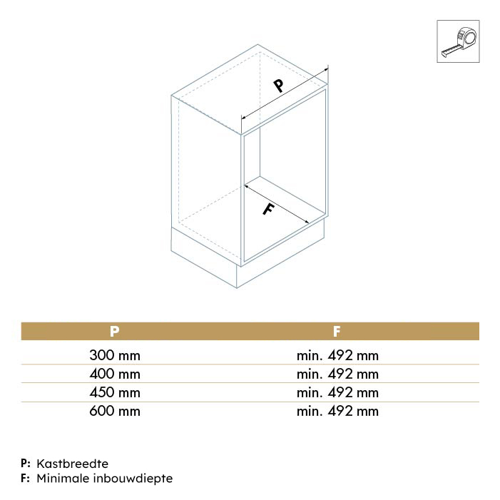 Uittrekbare inbouw wasmand van draadstaal - 450mm
