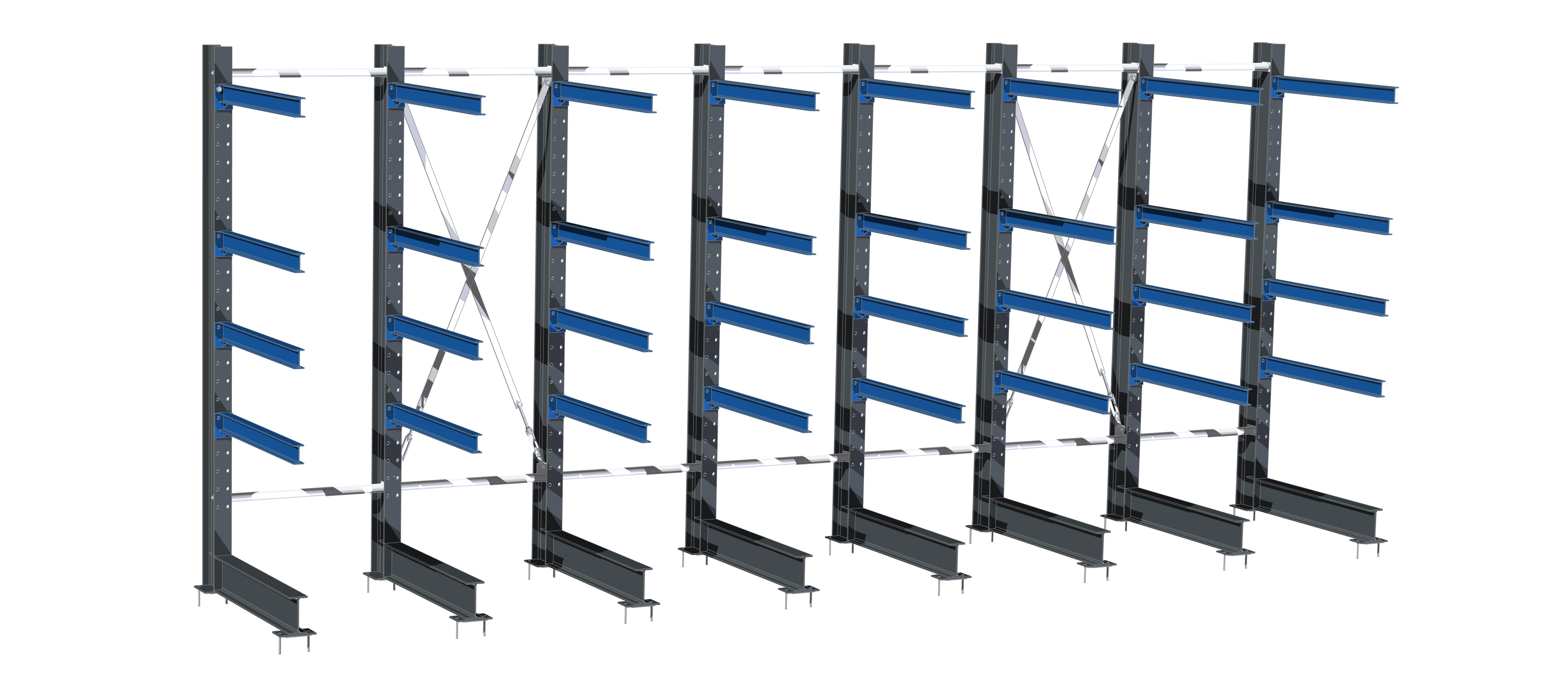 Draagarmstelling enkelzijdig - 4000x7100x1400 - antraciet