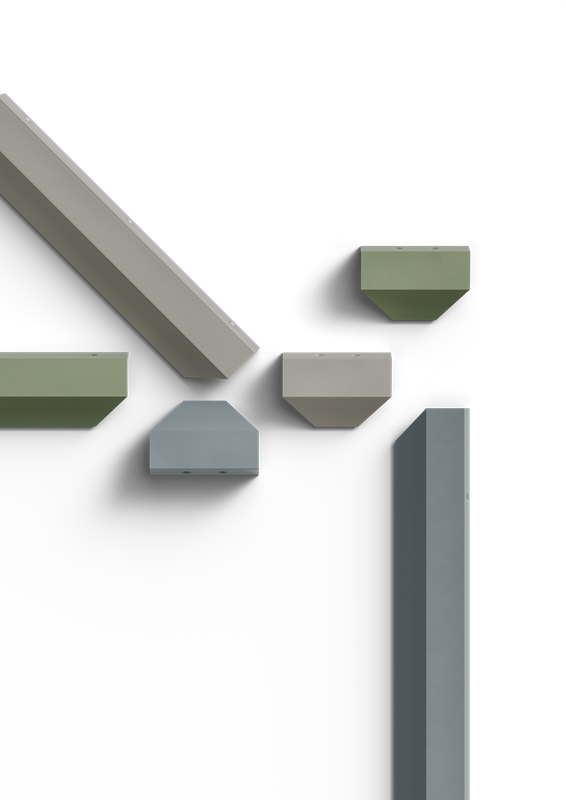 Metalen hoekgreep - Modena - zilver grijs