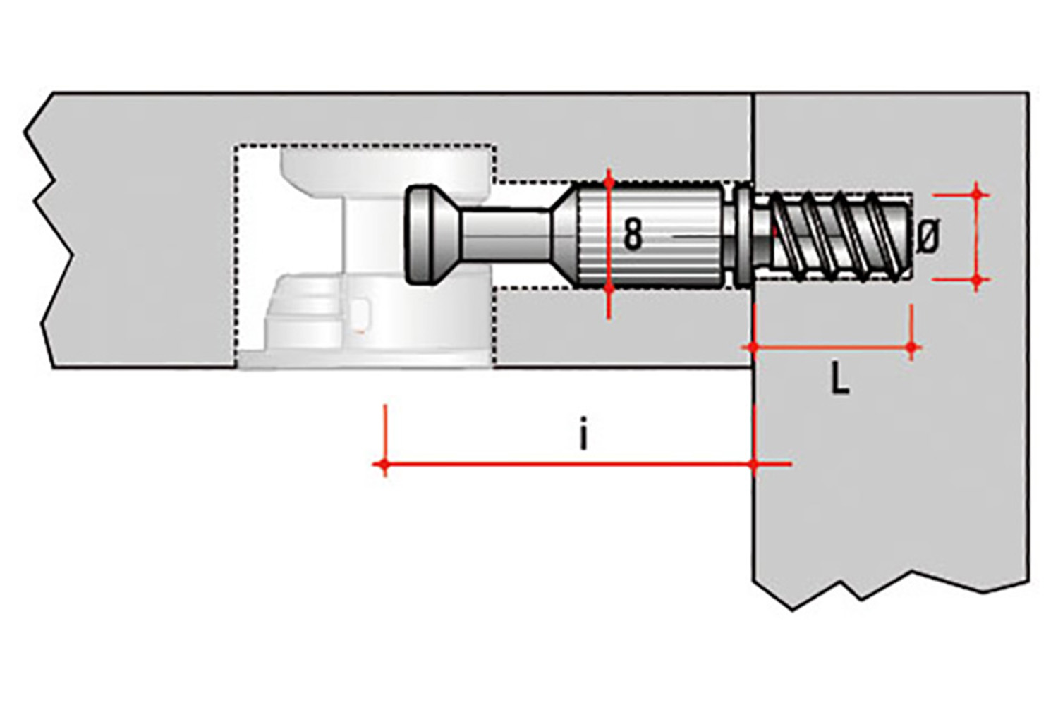 Mini excenter bout - Ø7 x 24mm - euroschroefdraad 6,3 x 11mm