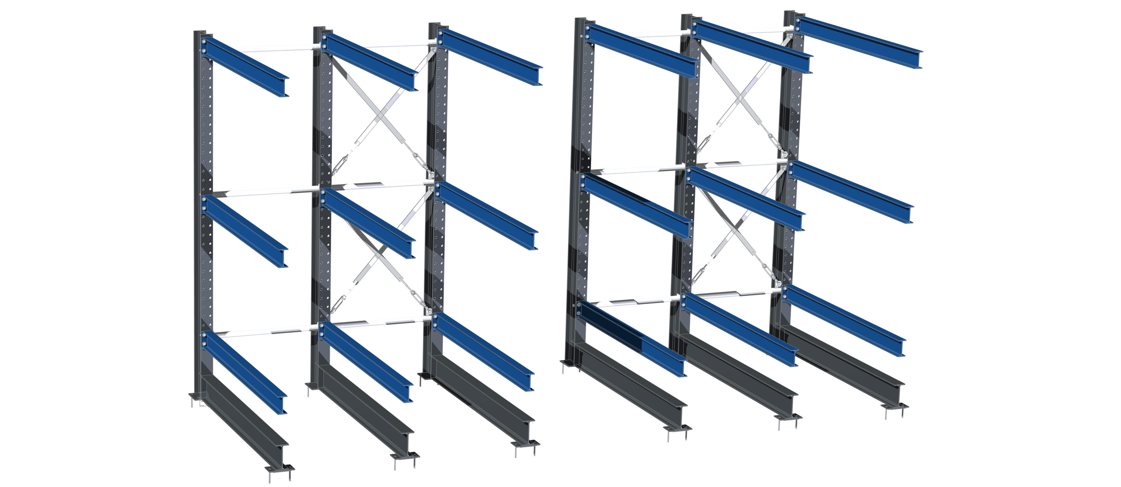 2x Draagarmstelling enkelzijdig - 4000x2110x2220 - blauw