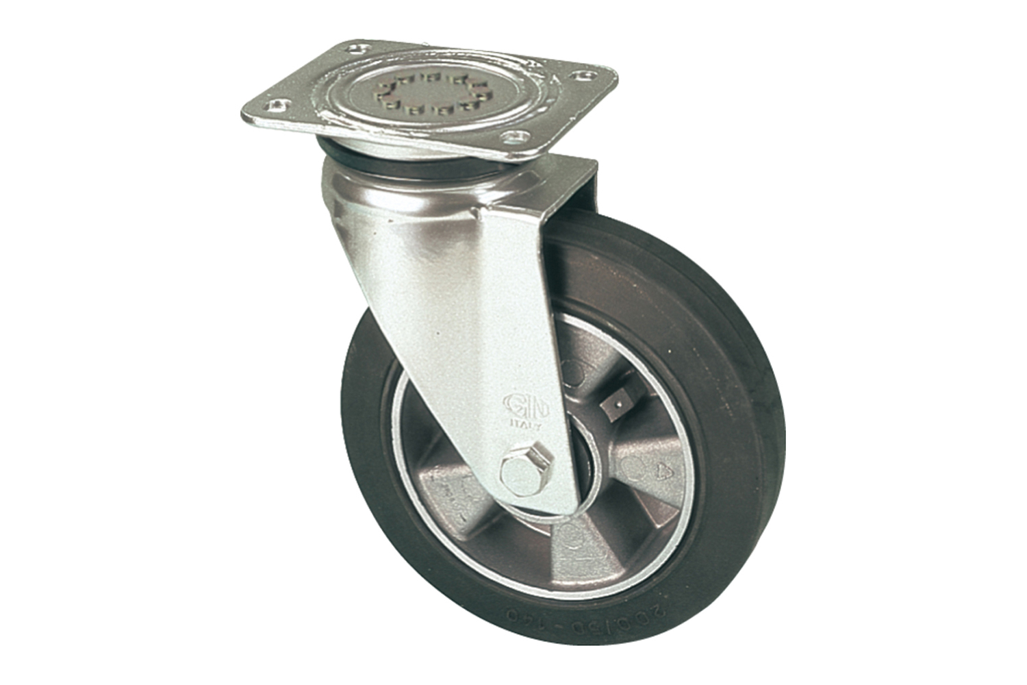 Transportwielen met elastische rubberband en lichtmetalen velg - hoge draagvermogens - plaatbevestiging