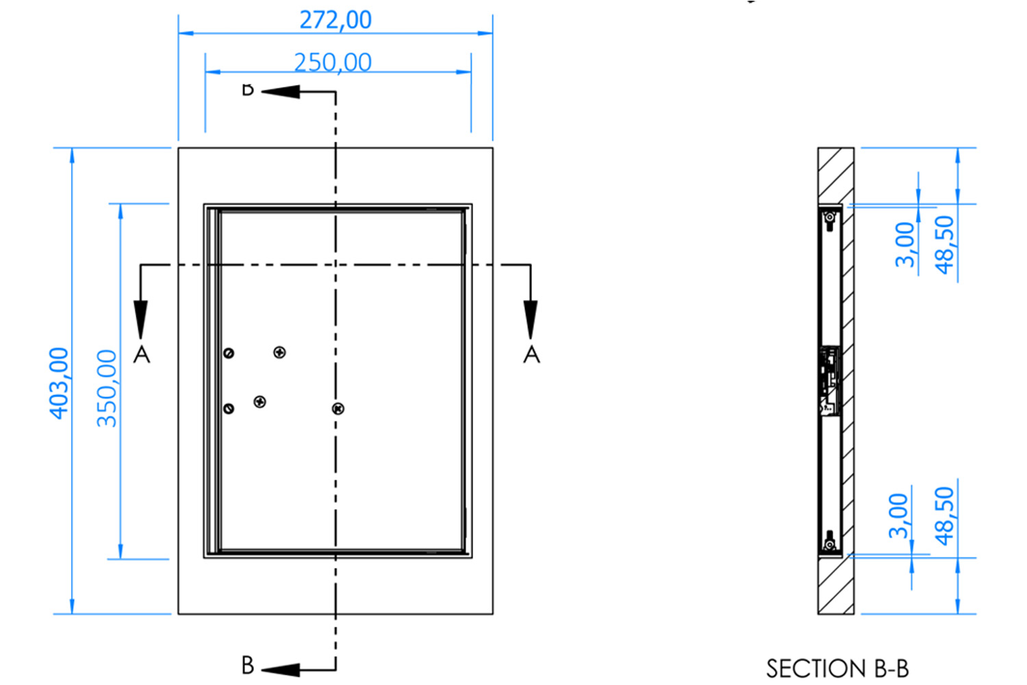 Hood - inbouw kluis - 20mm