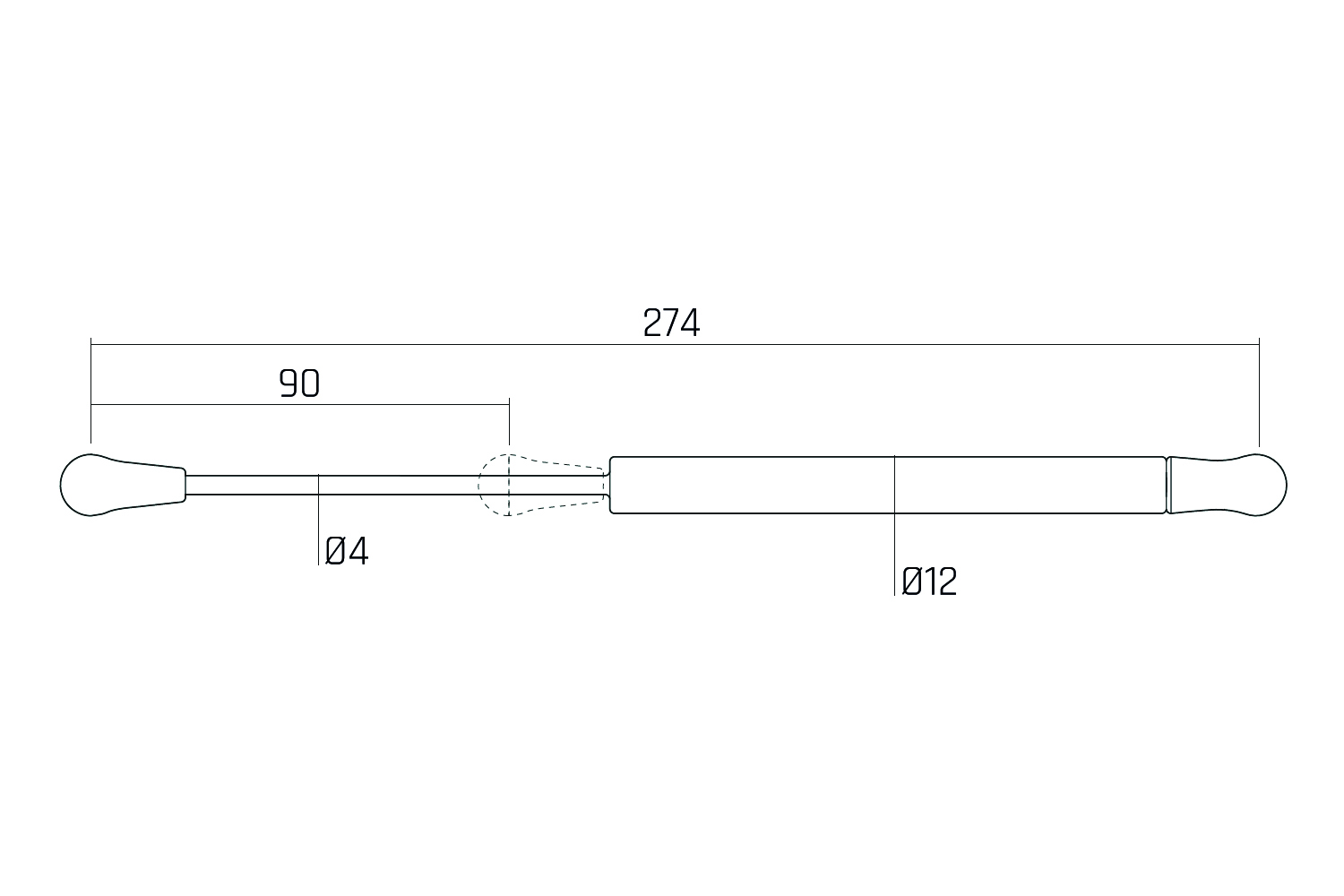 Gasveer - antraciet - omhoog - 90°