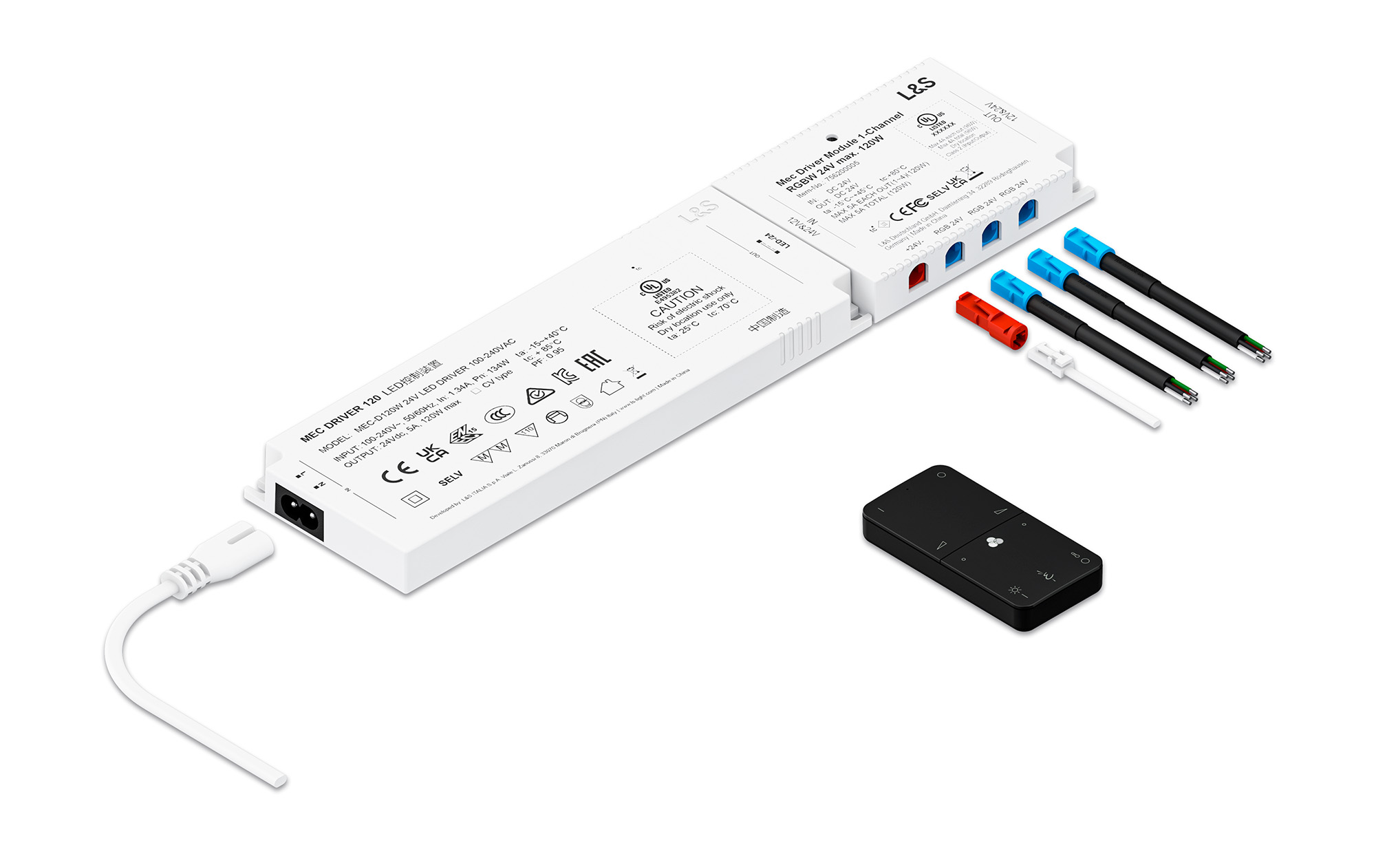 Startset LED trafo - Meccano - RGB - 24V - 36W - 1-kanaals zwarte afstandsbediening