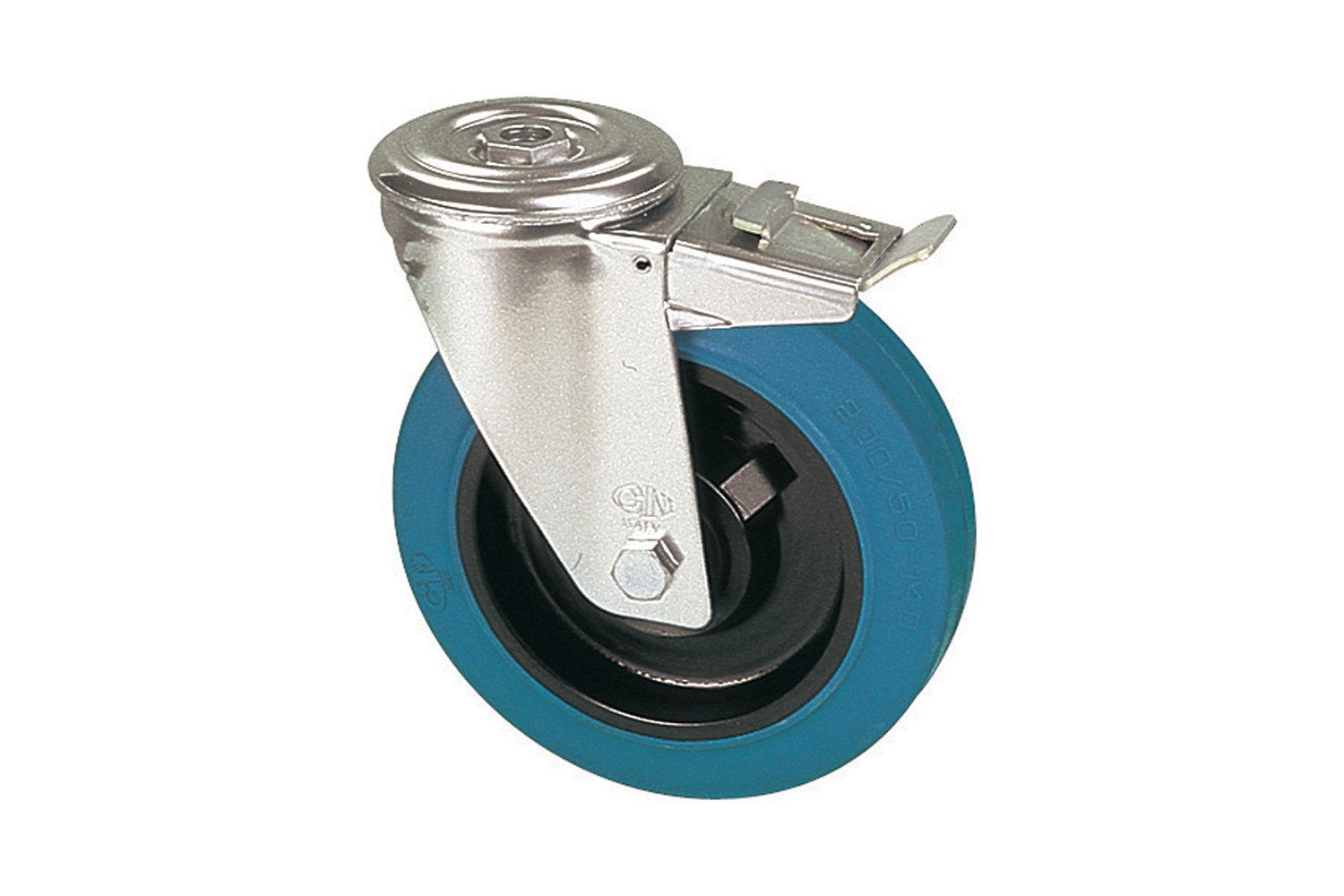 Transportwielen met blauwe elastische rubberband - gatbevestiging