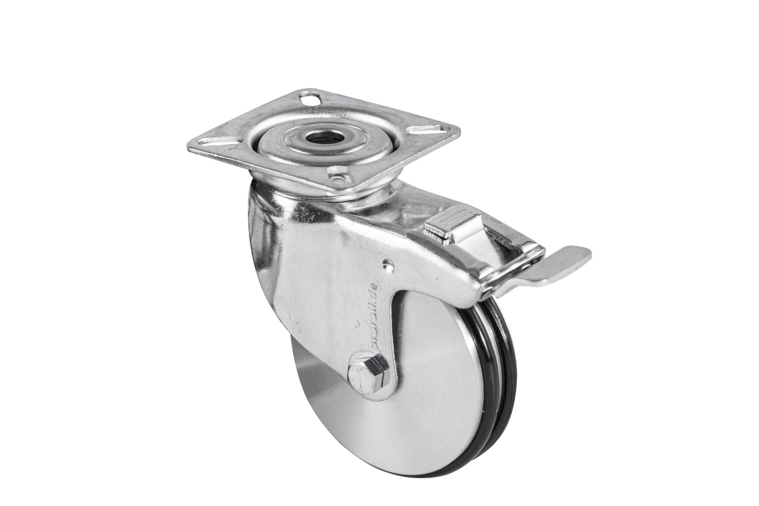 Verzinkte zwenkwielen met massief aluminium wiel - met rem