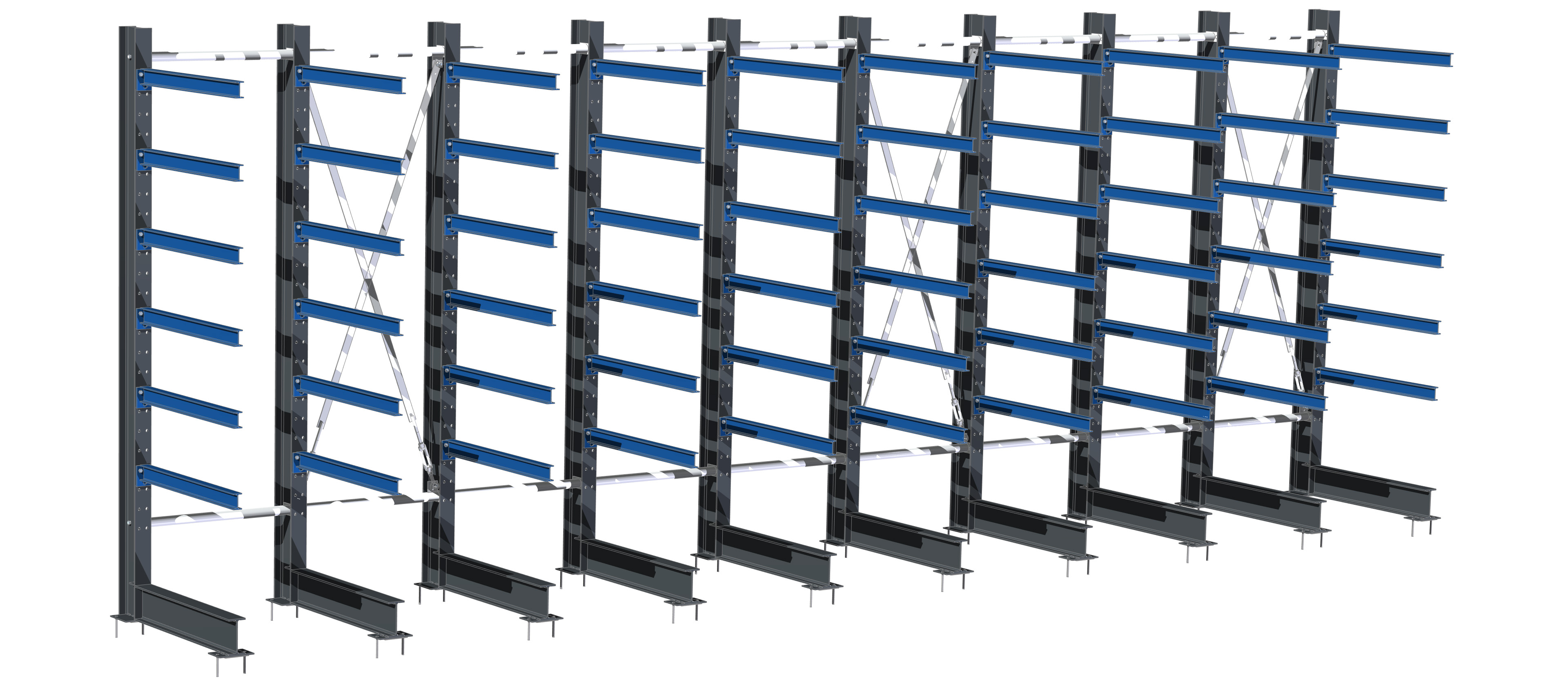 Draagarmstelling enkelzijdig - 3000x7282x1160 - antraciet